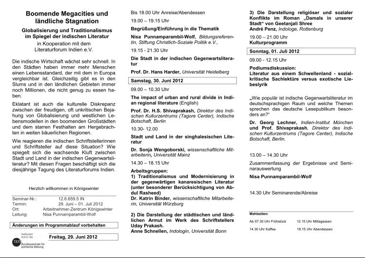 Tagung Literaturforum Indien 2012