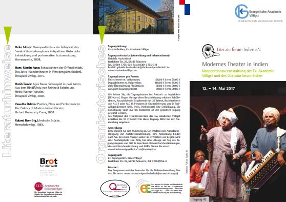 Tagungsprogramm Literaturforum Indien 2017 - Modernes Theater in Indien